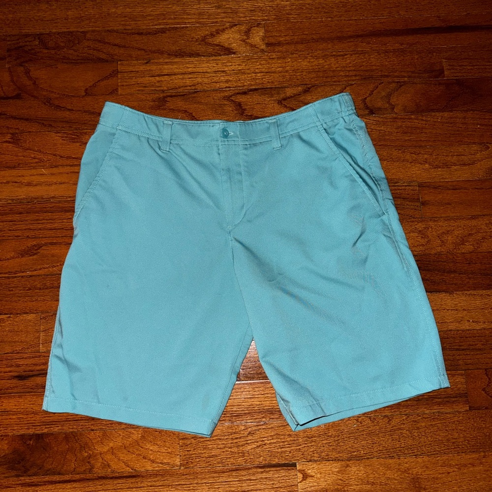 Under Armour Boys Light Aqua Flat-Front Shorts
